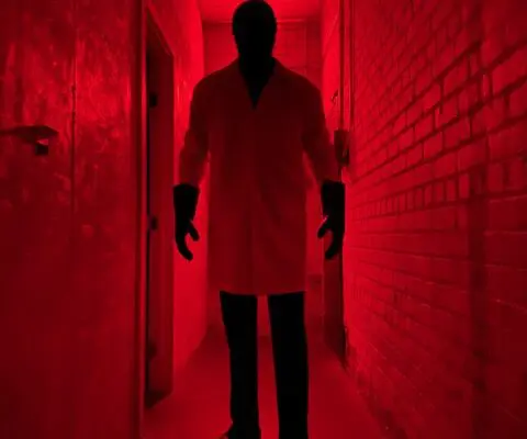 Dr. X at Horror Escapes LA hallway